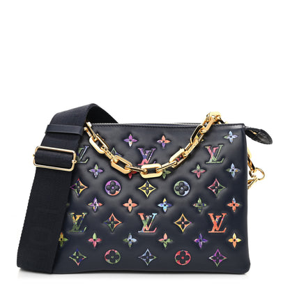 Louis Vuitton Lambskin Embossed Monogram LV Garden Coussin PM Navy 1 of 9