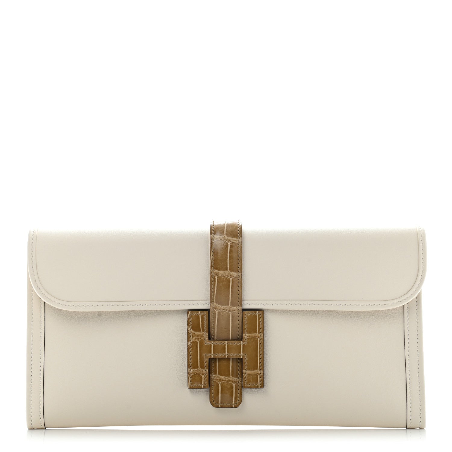 Hermes Swift Matte Alligator Jige Elan Touch 29 Clutch Nata Sable 1 of 8