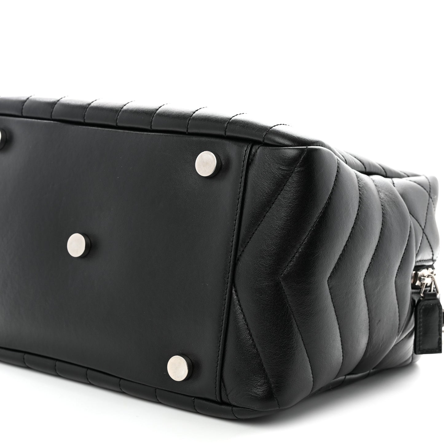 Calfskin Y Quilted Monogram Medium Loulou Bowling Bag Black
