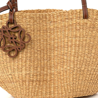 Loewe Calfskin Raffia Paulas Ibiza Small Shell Basket Tote Bag Natural Tan 8 of 10