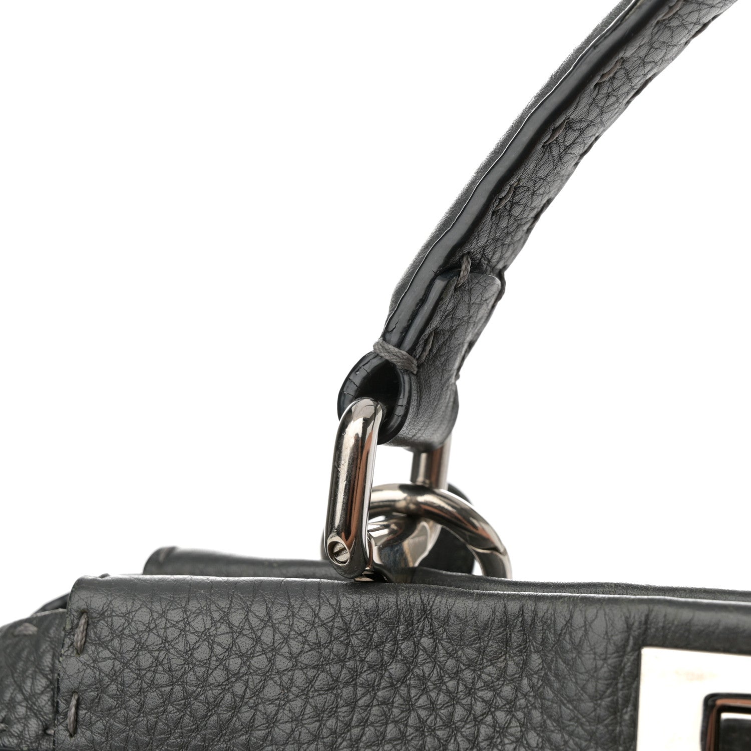Fendi Cuoio Romano Selleria Bi-Color Medium Peekaboo Iconic Satchel Asfalto Latte 20 of 24