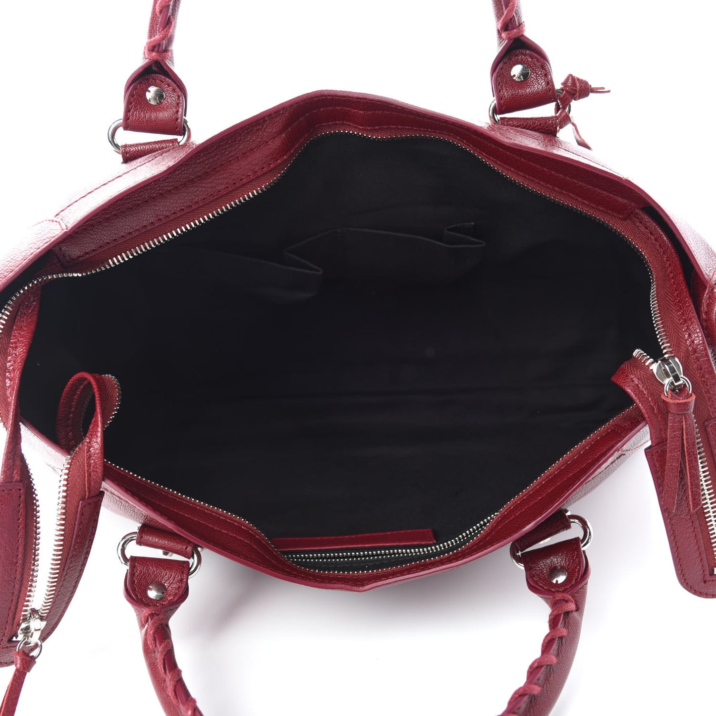 Chevre Silver Metallic Edge Hardware City Rouge Lie De Vin