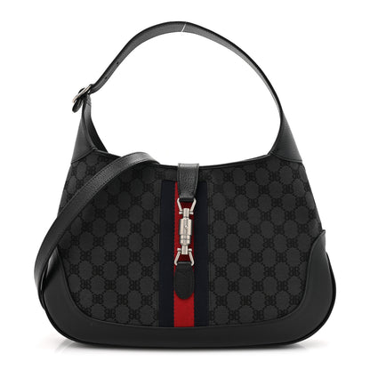 Gucci X BALENCIAGA Supreme Monogram Calfskin Web Medium Jackie 1961 Hobo Black 1 of 10