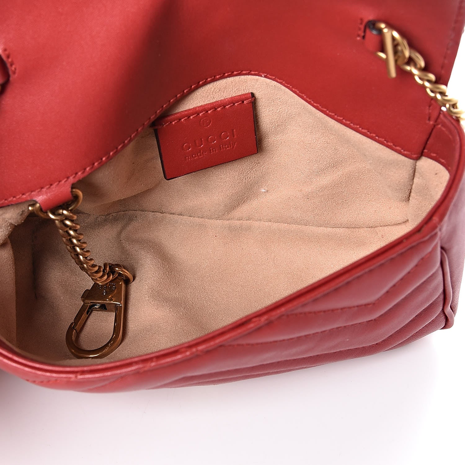 Gucci Calfskin Matelasse Super Mini GG Marmont Shoulder Bag Hibiscus Red 5 of 10