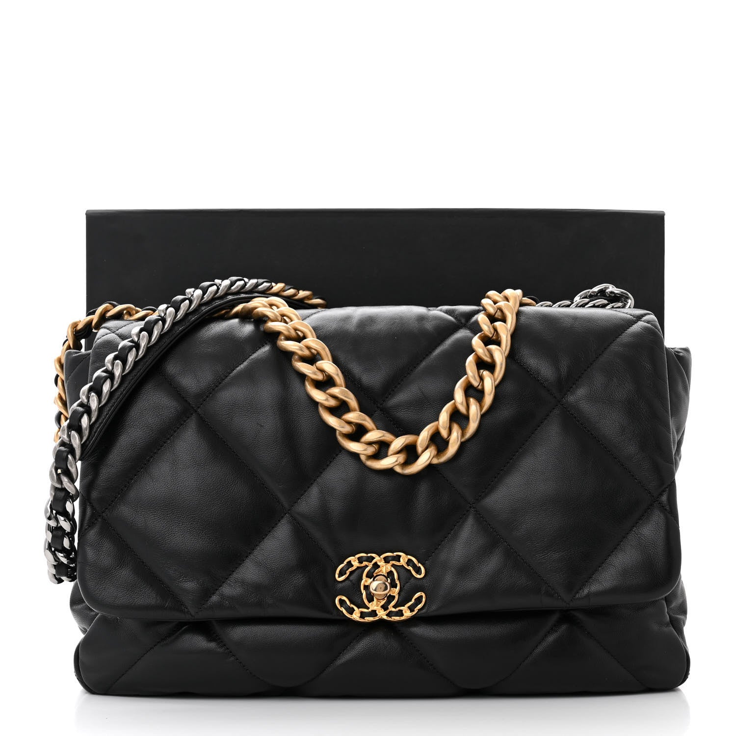 Chanel Goatskin Quilted Maxi Chanel 19 Flap Black 11 of 11