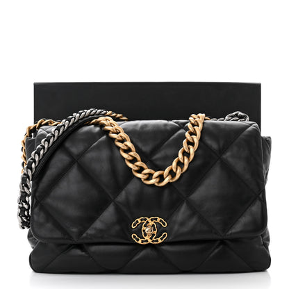 Chanel Goatskin Quilted Maxi Chanel 19 Flap Black 11 of 11