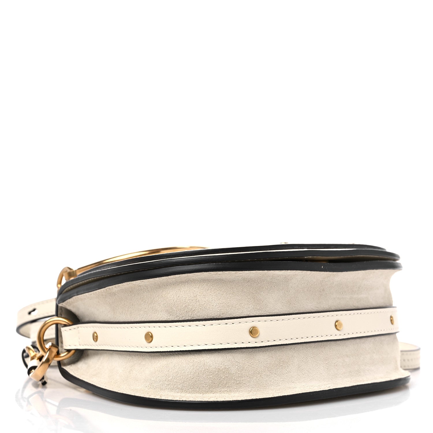 Chloe Calfskin Suede Small Nile Bracelet Bag Off White 4 of 8