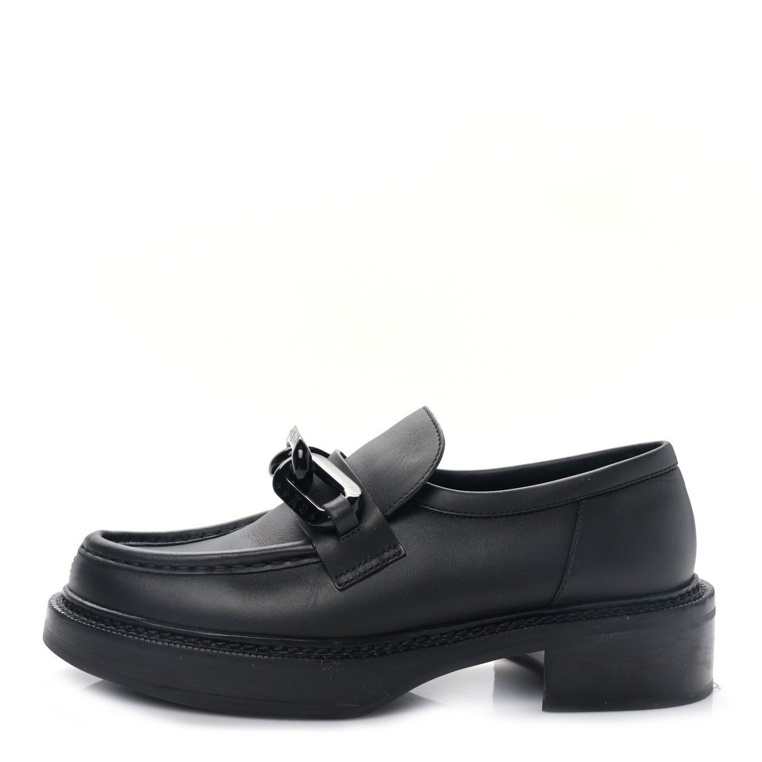 Louis Vuitton Calfskin Oversized Chain Academy Loafers 39 Black 1 of 7