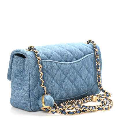 Chanel Denim Quilted Mini Pearl Crush Rectangular Flap Blue 3 of 11