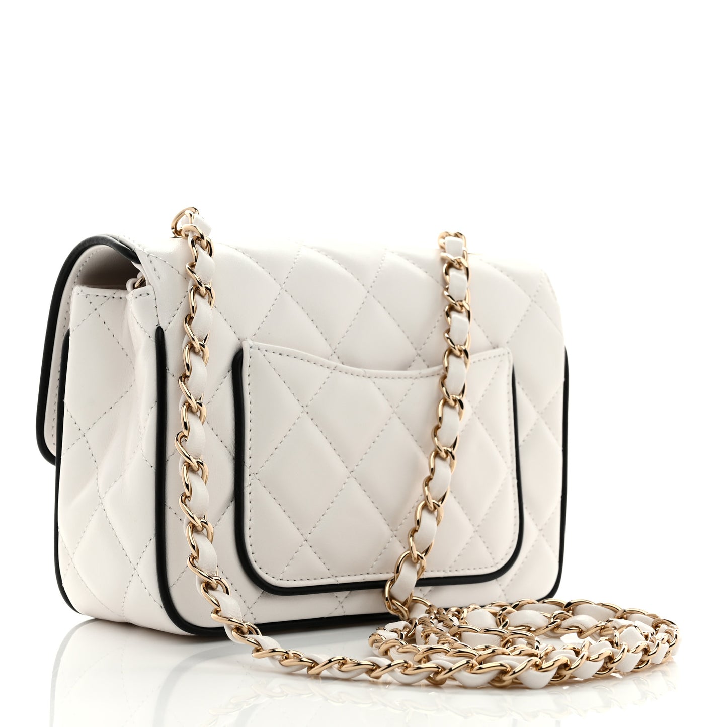 Lambskin Quilted Resin CC Mini Flap Bag White Black