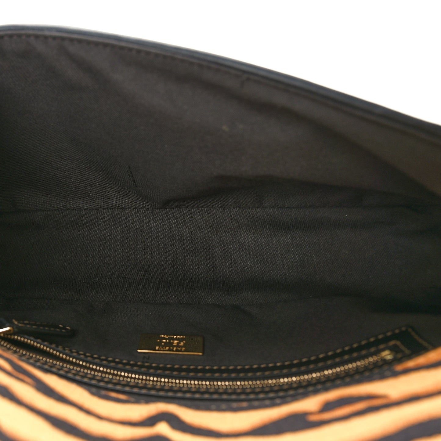 Canvas Chinese New Year Tiger Embroidered Baguette Black Dark Yellow