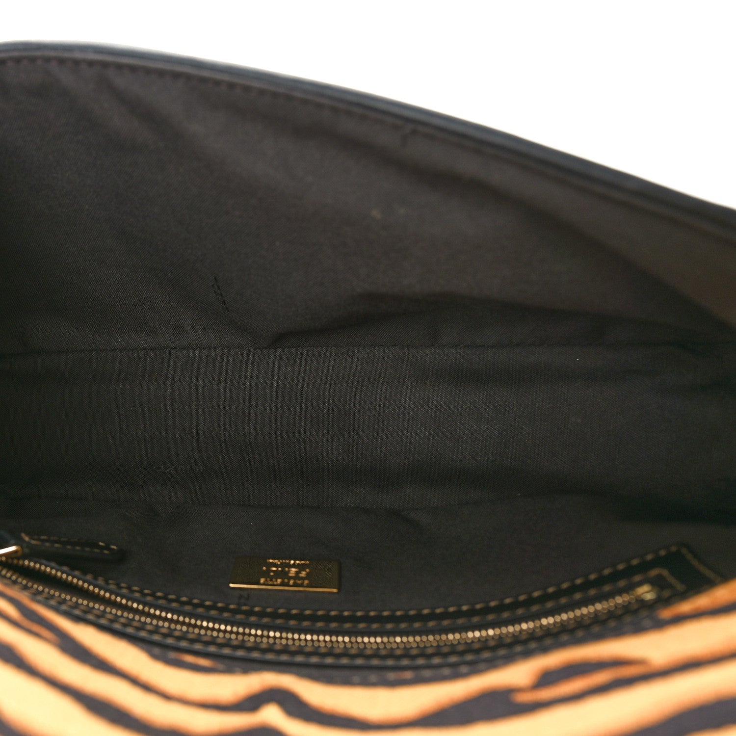 Fendi Canvas Chinese New Year Tiger Embroidered Baguette Black Dark Yellow 5 of 9