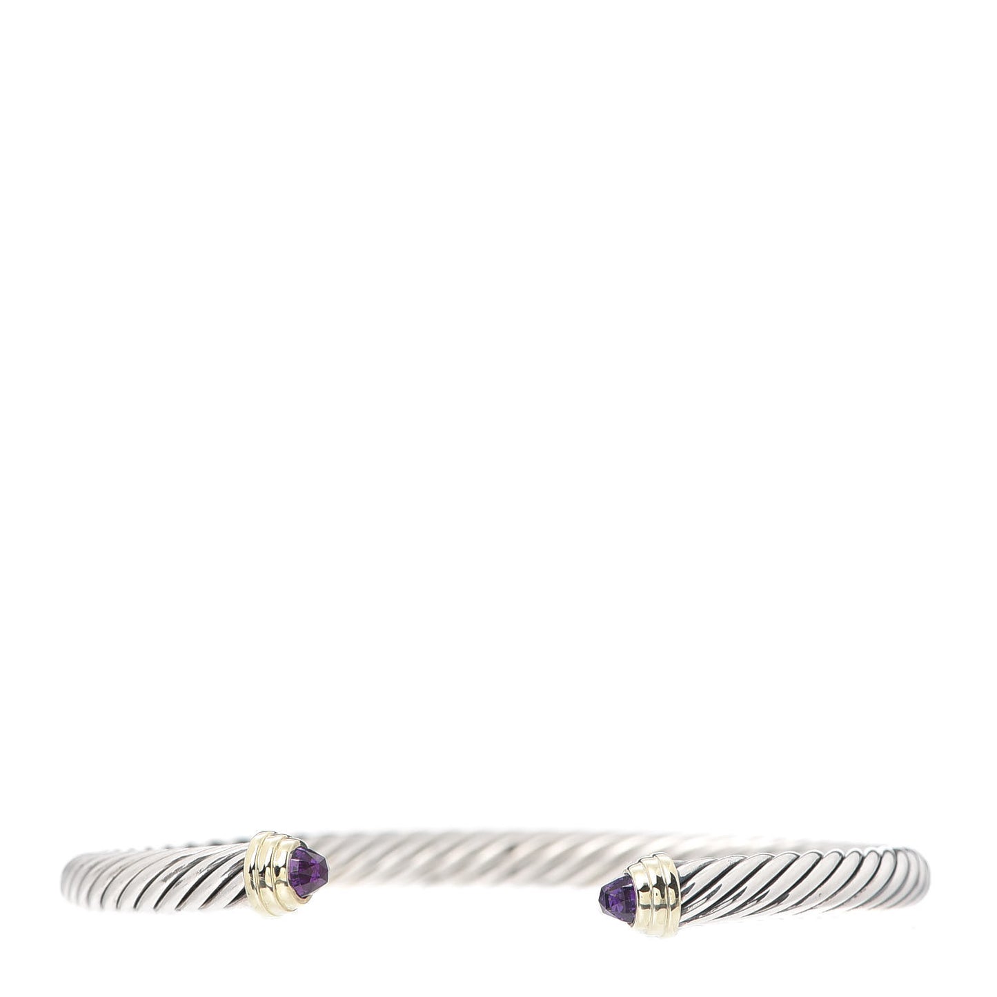 Sterling Silver 14K Yellow Gold Amethyst 5mm Cable Classics Petite Color Bracelet