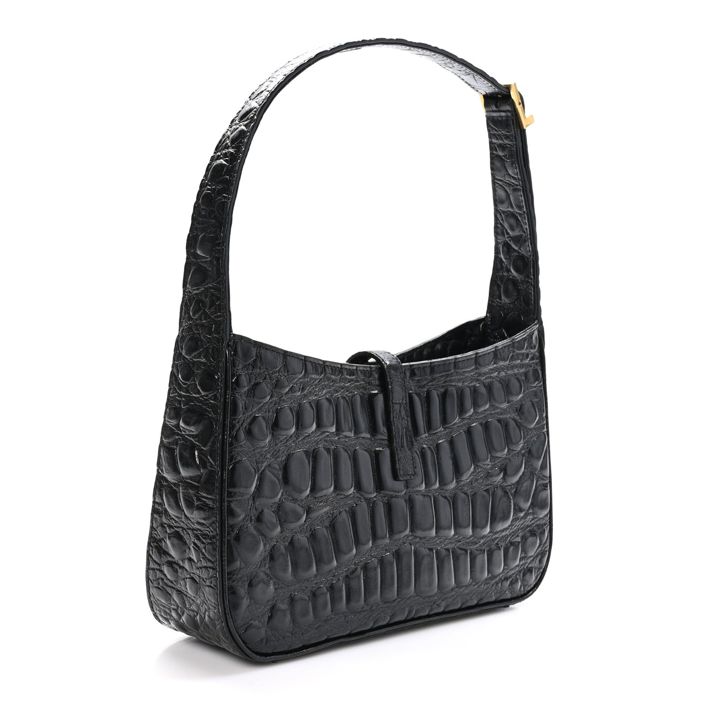 Calfskin Crocodile Embossed LE 5 A 7 Hobo Black