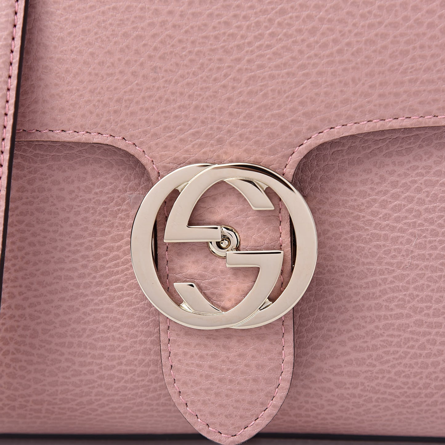 Dollar Calfskin Interlocking G Top Handle Shoulder Bag Soft Pink