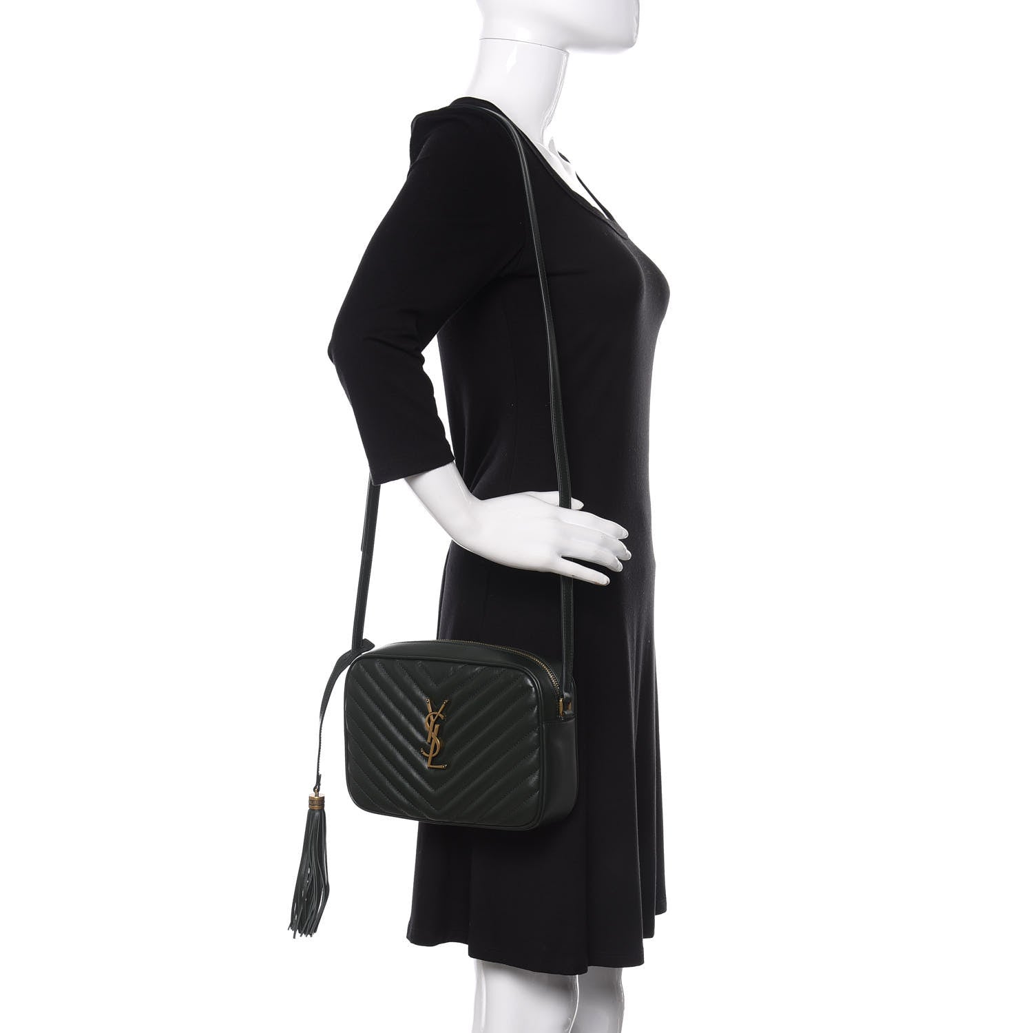 Saint Laurent Calfskin Matelasse Monogram Lou Camera Bag Green 2 of 10
