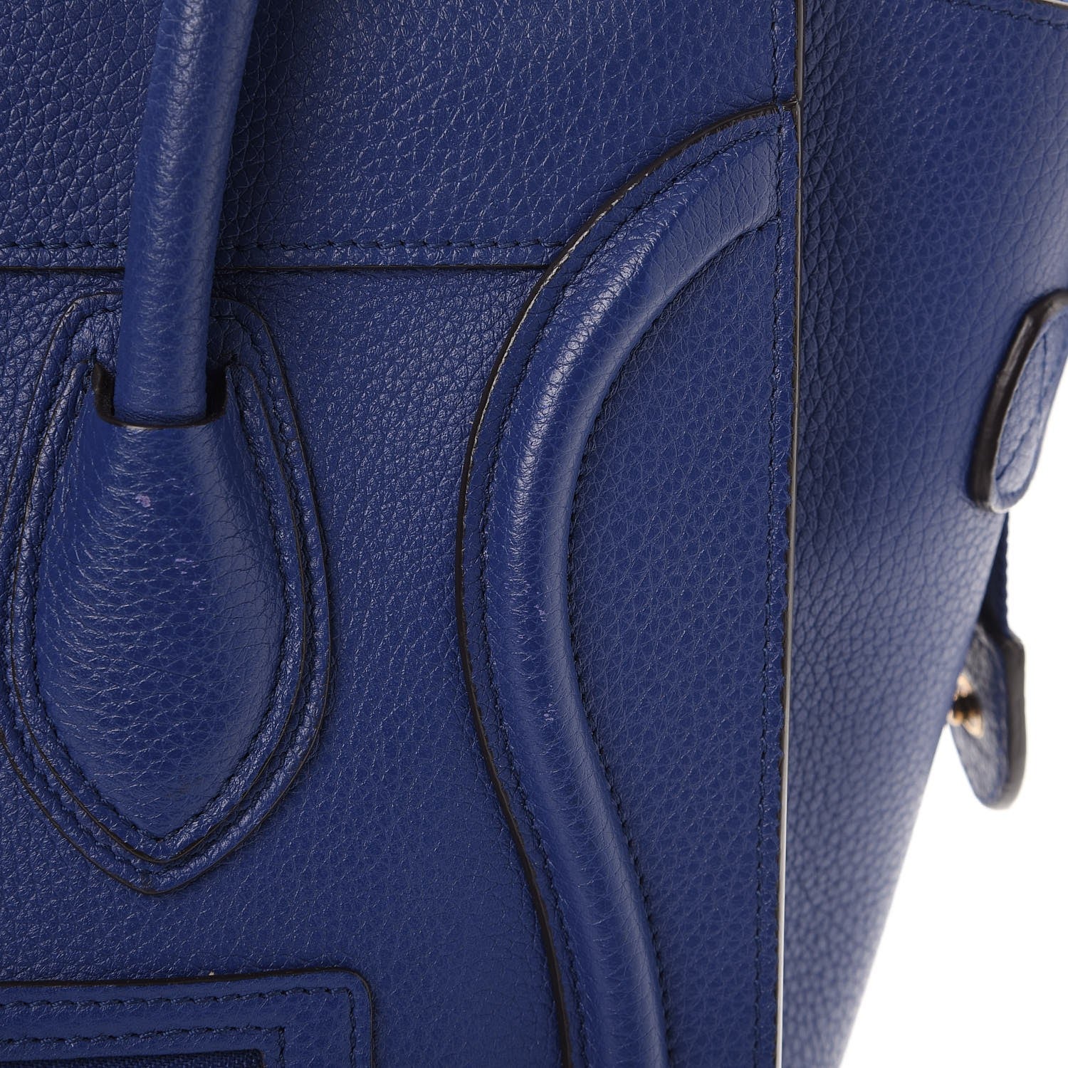 Celine Drummed Calfskin Micro Luggage Indigo 10 of 14