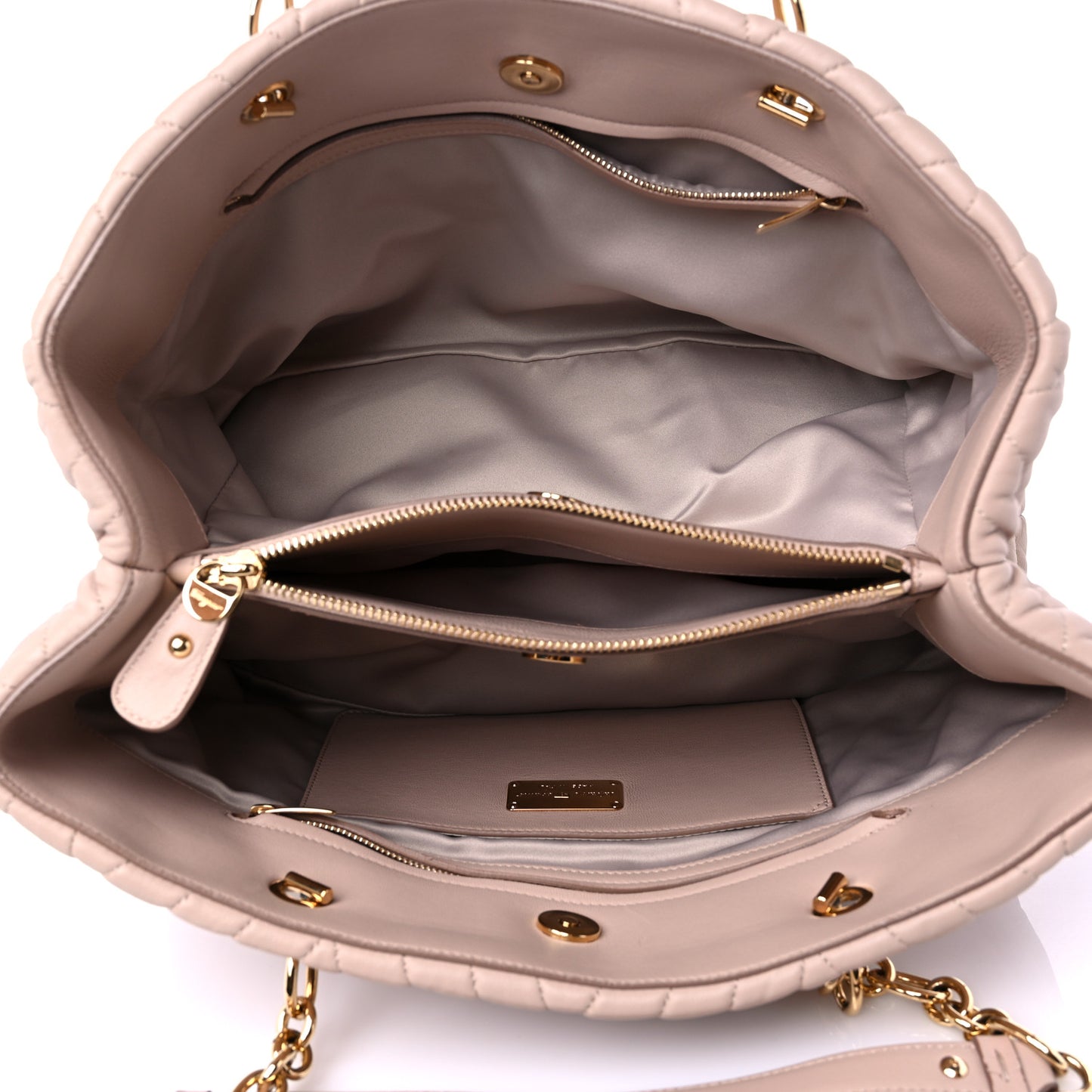 Calfskin Chevron Quilted Vara Bow Chain Tote Light Pink