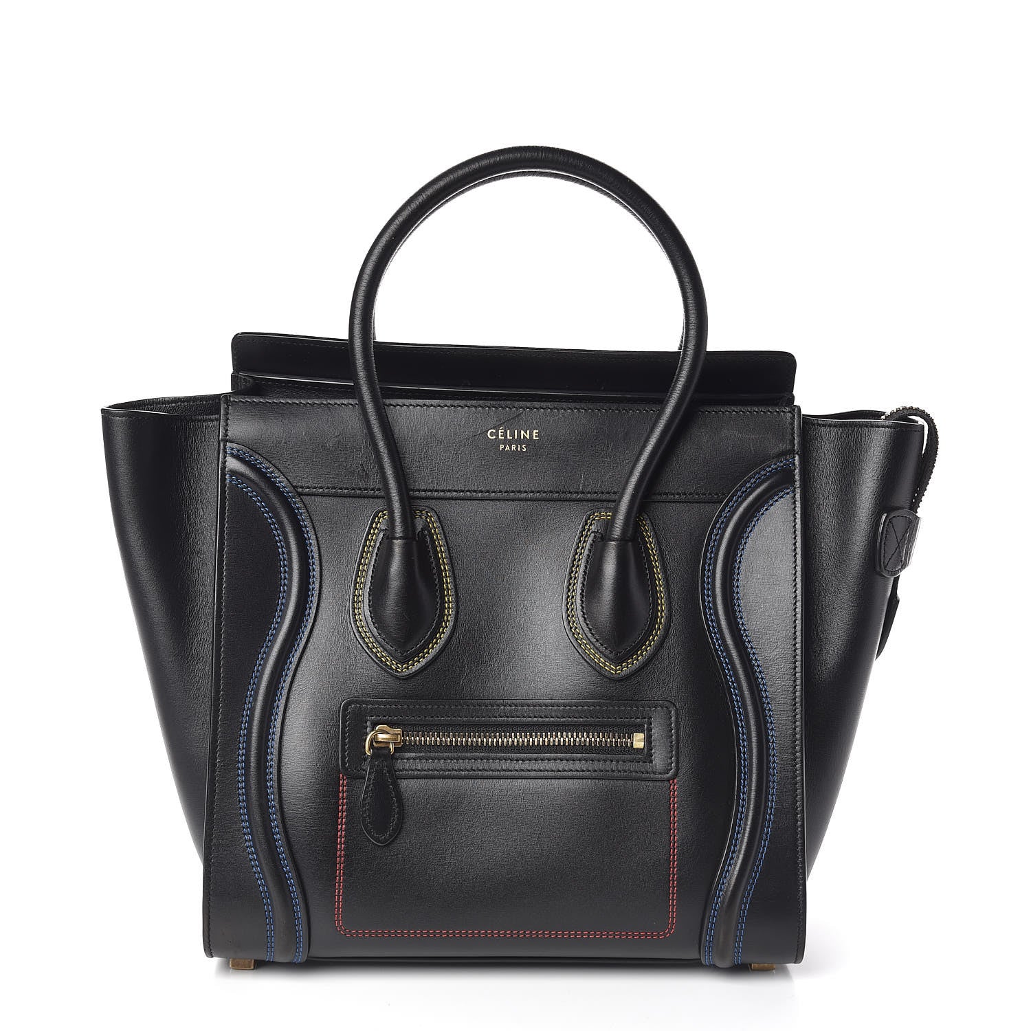 Celine Smooth Calfskin Multicolor Double Stitching Micro Luggage Black 1 of 10