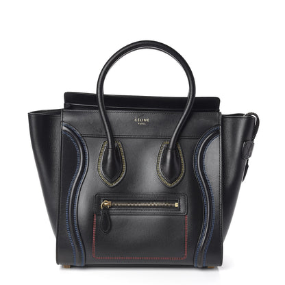 Celine Smooth Calfskin Multicolor Double Stitching Micro Luggage Black 1 of 10