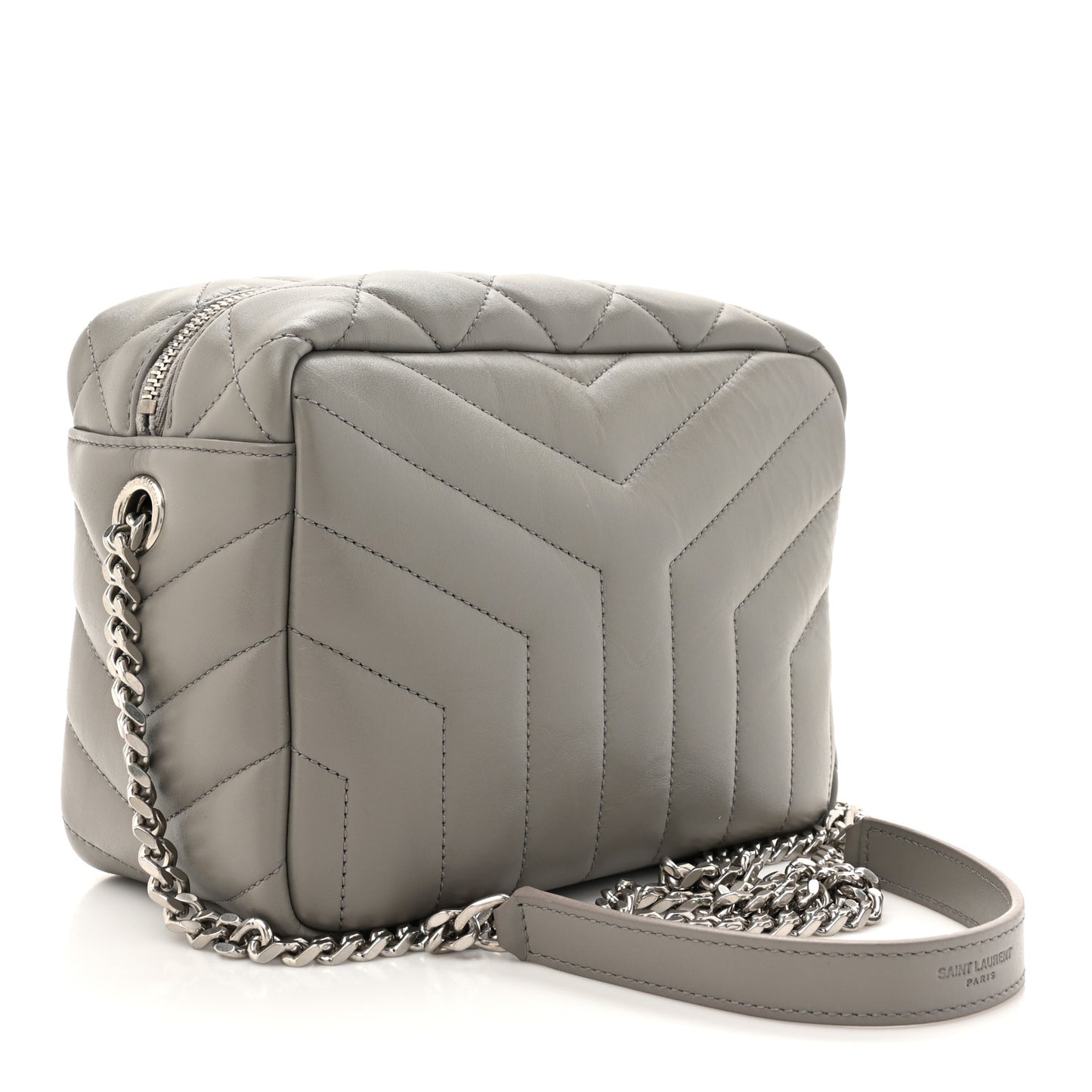 Calfskin Y Quilted Monogram Small Loulou Bowling Bag Light Gray