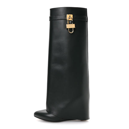 Givenchy Calfskin Shark Lock Pant Boots 40 Green Forest 1 of 7