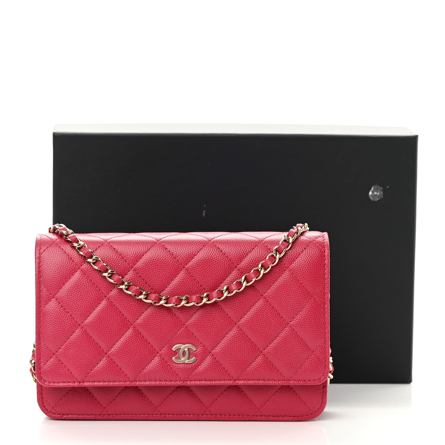 Chanel Caviar Quilted Wallet On Chain WOC Dark Pink 13 of 13