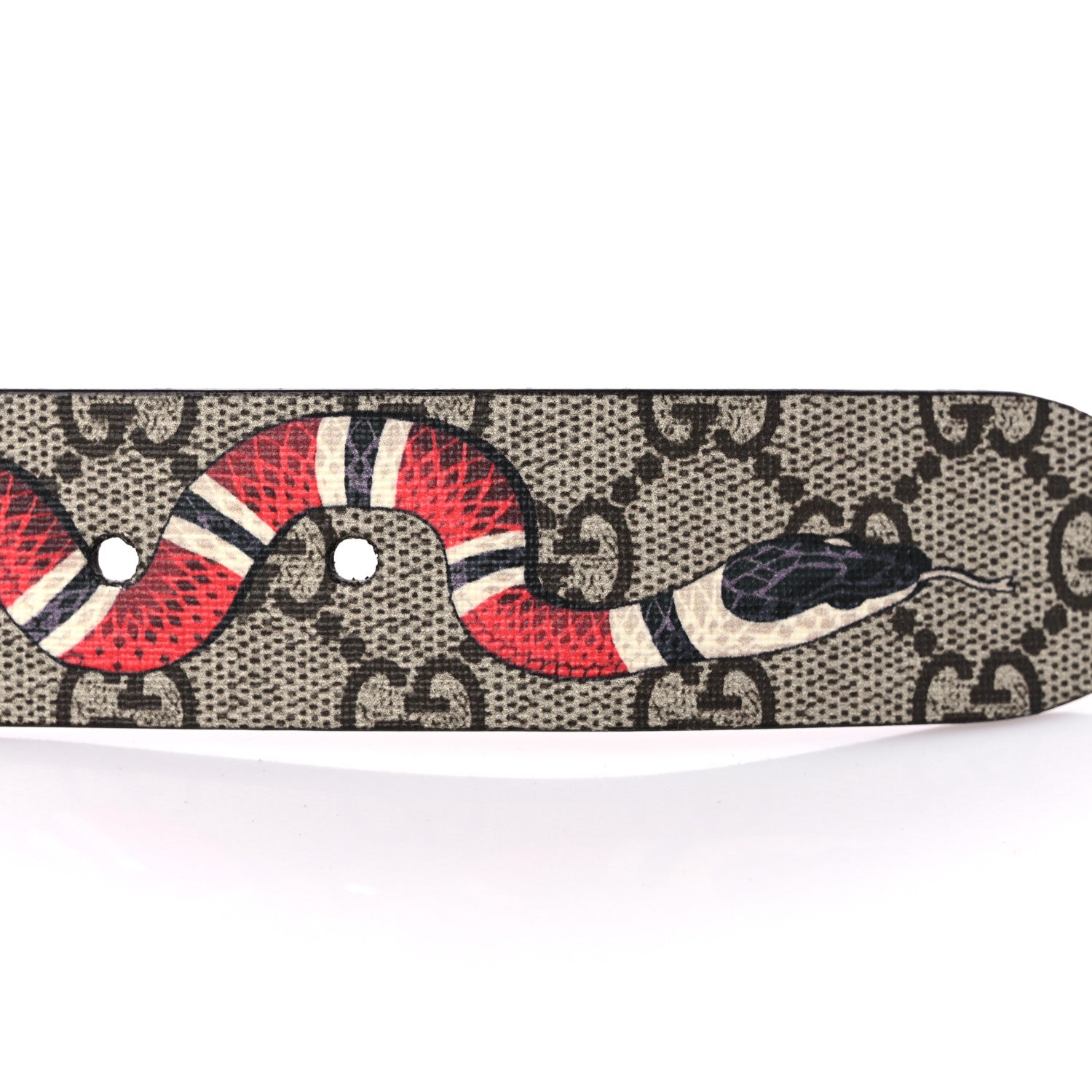 Gucci GG Supreme Monogram Selleria Calfskin Kingsnake 35mm Belt 90 36 Beige Ebony Multicolor Cocoa 7 of 8