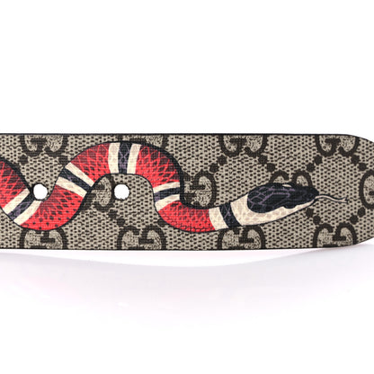 Gucci GG Supreme Monogram Selleria Calfskin Kingsnake 35mm Belt 90 36 Beige Ebony Multicolor Cocoa 7 of 8
