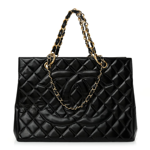 Patent Quilted Grand Shopping Tote GST Black