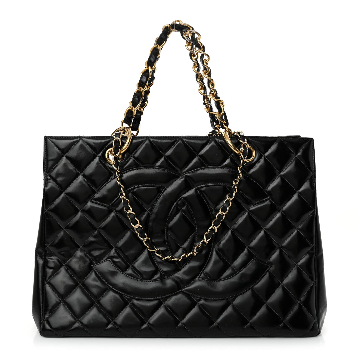 Chanel Patent Quilted Grand Shopping Tote GST Black 1 of 15
