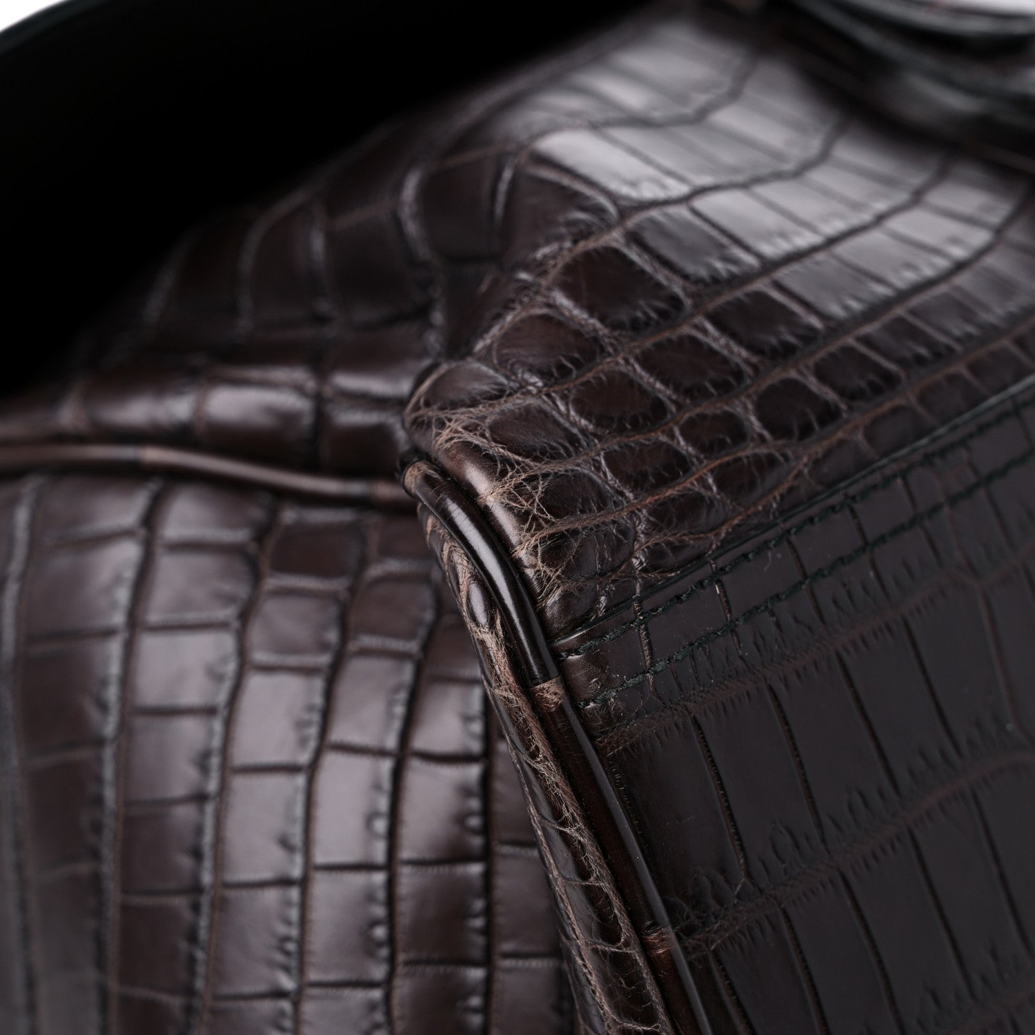 Bottega Veneta Soft Crocodile Fume Satchel Charcoal Ebano 8 of 10
