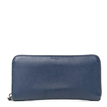 Prada Saffiano Zip Around Wallet Bleuette 1 of 6
