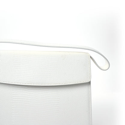 Balenciaga Patent Calfskin Lizard Embossed Medium Ghost Shoulder Bag Optic White 14 of 14