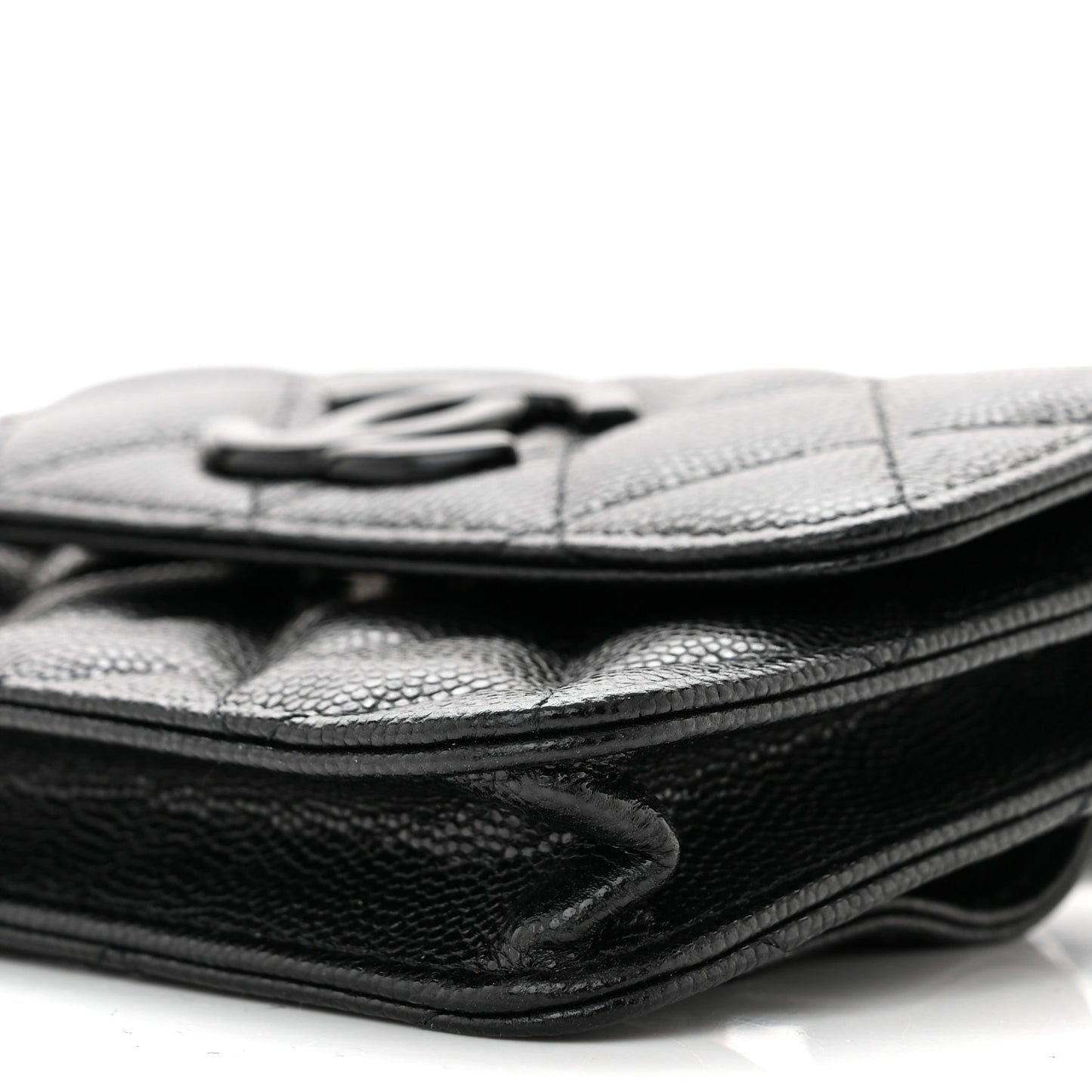 Caviar Quilted My Everything Belt Flap Card Holder Black