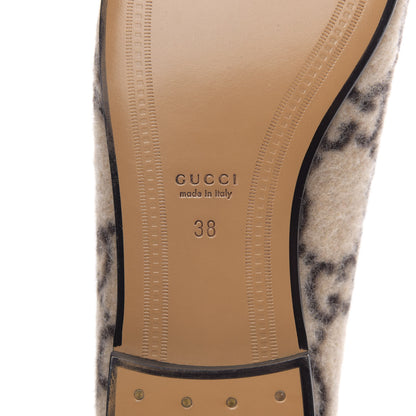 Gucci Covered Wool GG Monogram Womens Jordaan Loafers 38 Beige Ebony Black 8 of 9