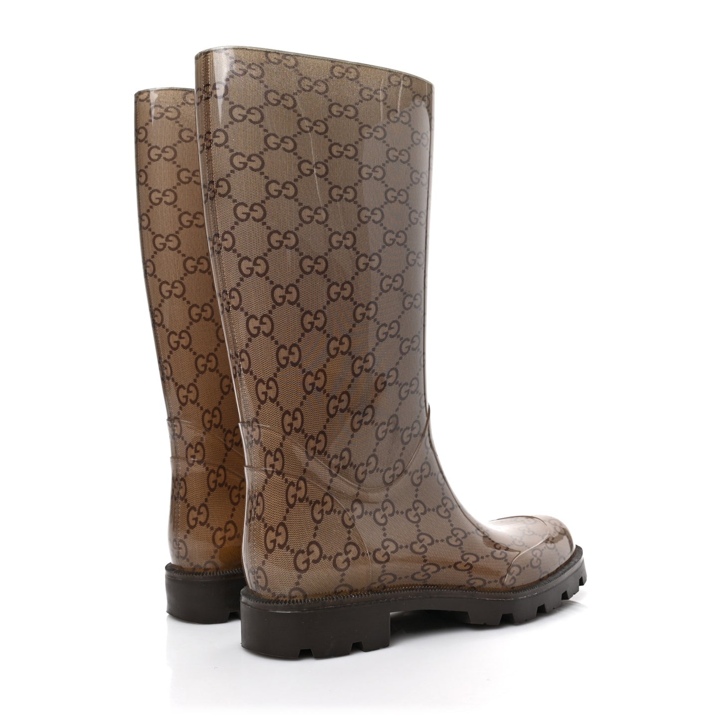 Rubber Monogram Edinburg Rain Boots 36 Transparent Cocoa