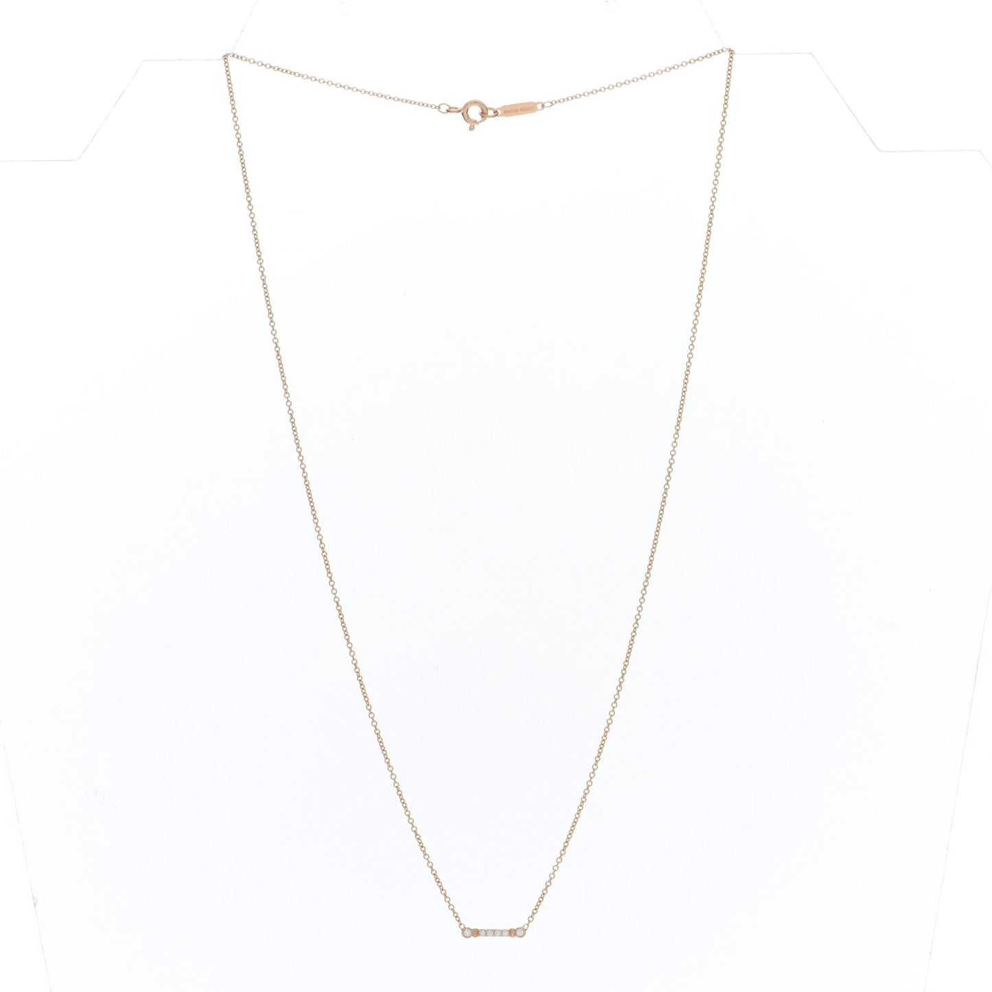18K Rose Gold Diamond Fleur De Lis Key Bar Pendant Necklace