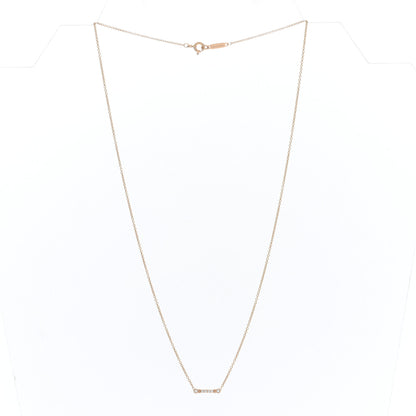 Tiffany 18K Rose Gold Diamond Fleur De Lis Key Bar Pendant Necklace 2 of 4