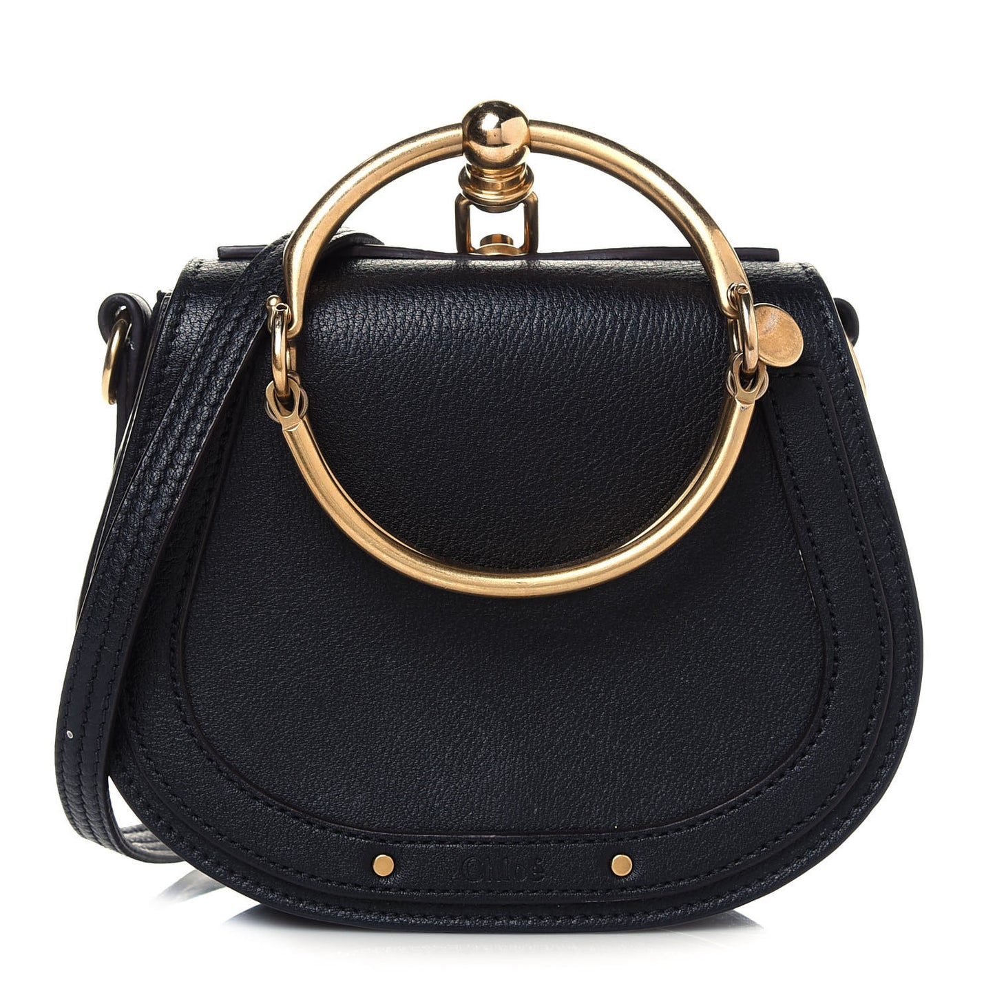 Calfskin Suede Small Nile Bracelet Bag Black