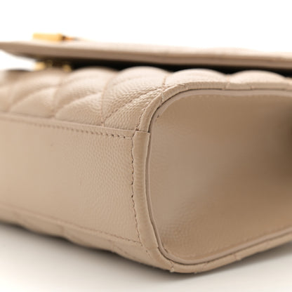 Saint Laurent Grain De Poudre Textured Mixed Matelasse Triquilt Small Monogram Satchel Dark Beige 10 of 14