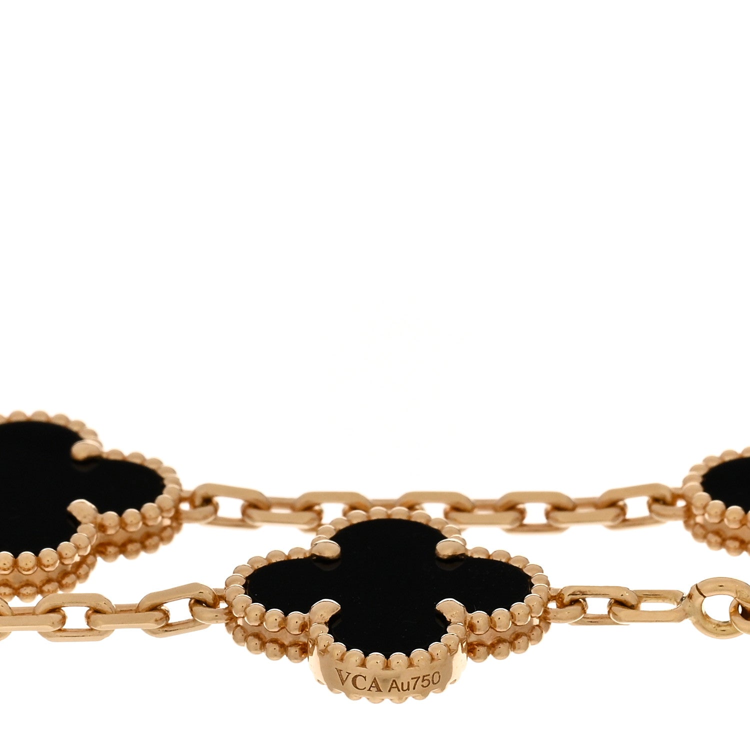 Van Cleef & Arpels 18K Yellow Gold Black Onyx 5 Motifs Vintage Alhambra Bracelet 3 of 5