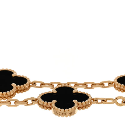 Van Cleef & Arpels 18K Yellow Gold Black Onyx 5 Motifs Vintage Alhambra Bracelet 3 of 5