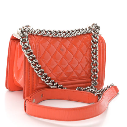 Chanel Patent Calfskin Quilted Small Plexiglass Boy Flap Orange 3 of 14