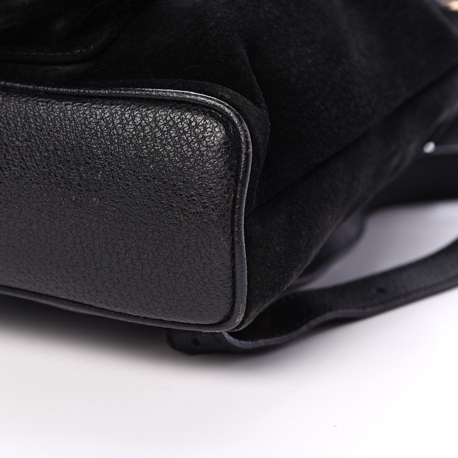 Gucci Calfskin Suede Bamboo Backpack Black 9 of 10