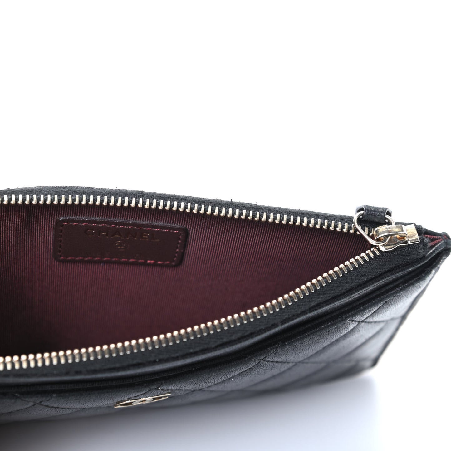 Lambskin Quilted Classic Zip Pouch Black