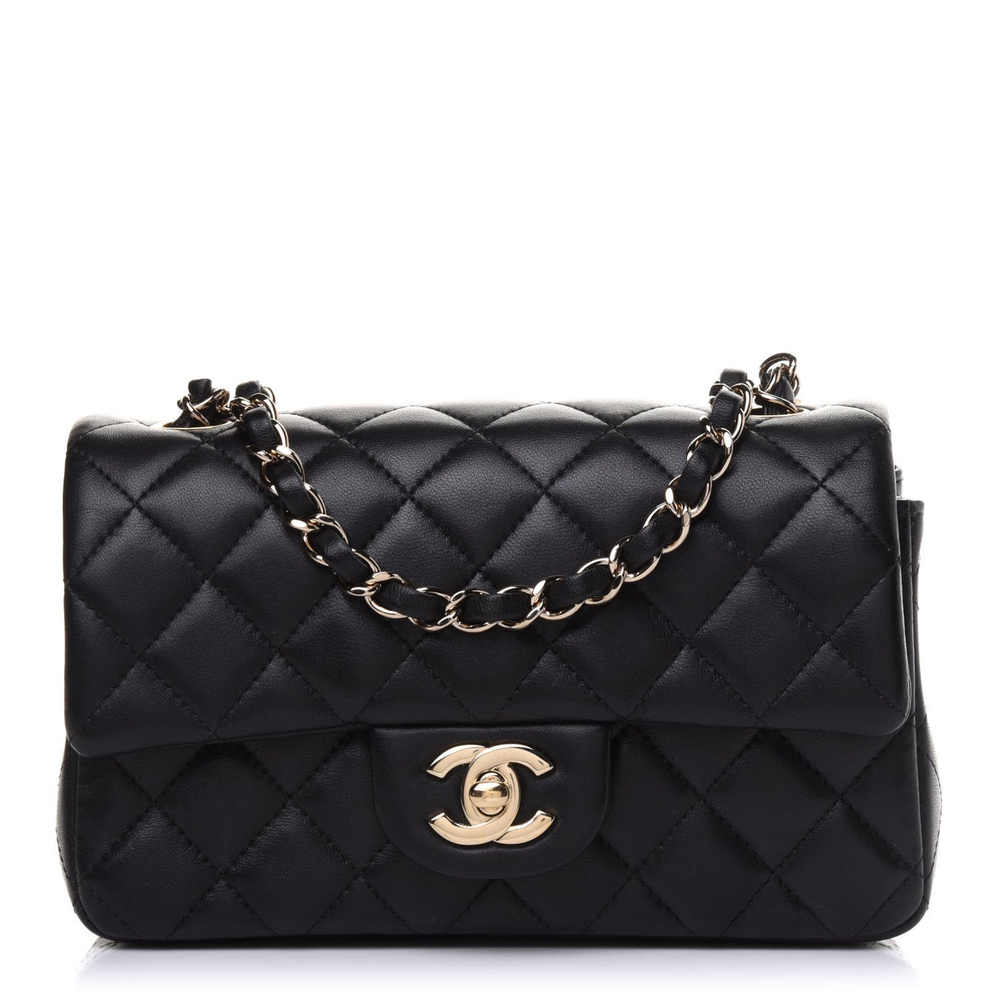 Lambskin Quilted Mini Rectangular Flap Black