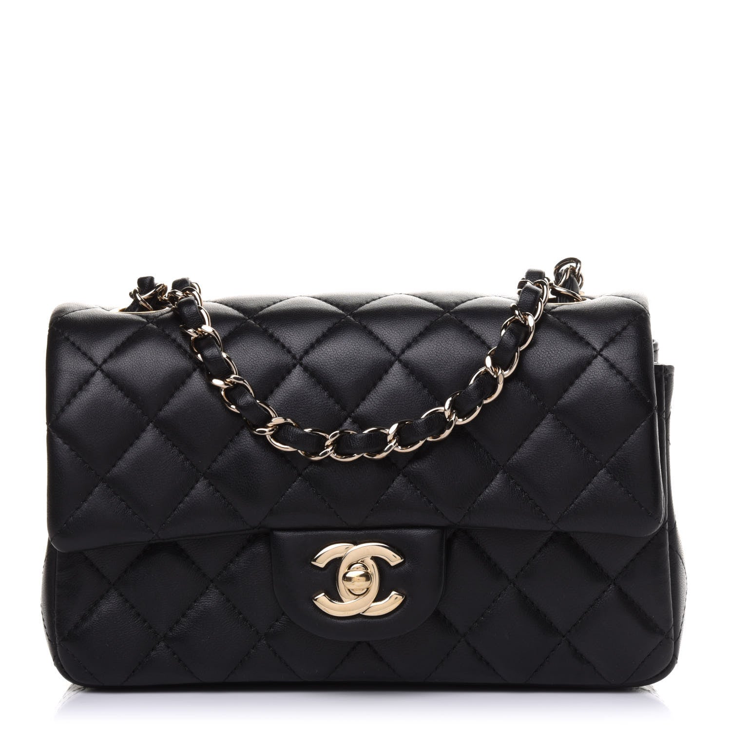 Chanel Lambskin Quilted Mini Rectangular Flap Black 1 of 14