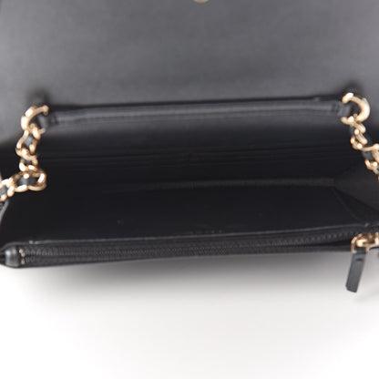 Chanel Iridescent Lambskin Quilted Pearl Wallet On Chain WOC Black 7 of 13