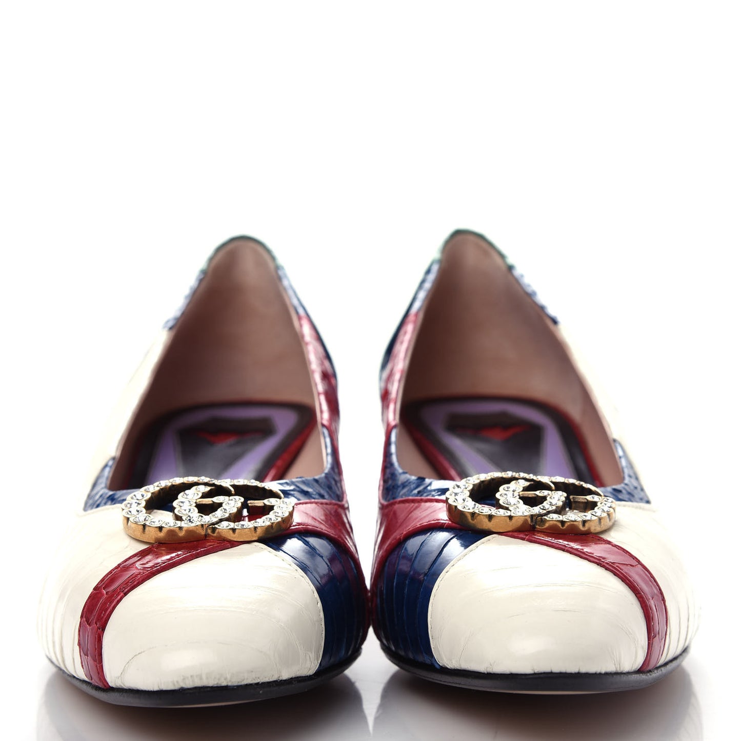 Snakeskin Crystal Double G Pumps 40 Multicolor